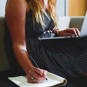 woman girl writing